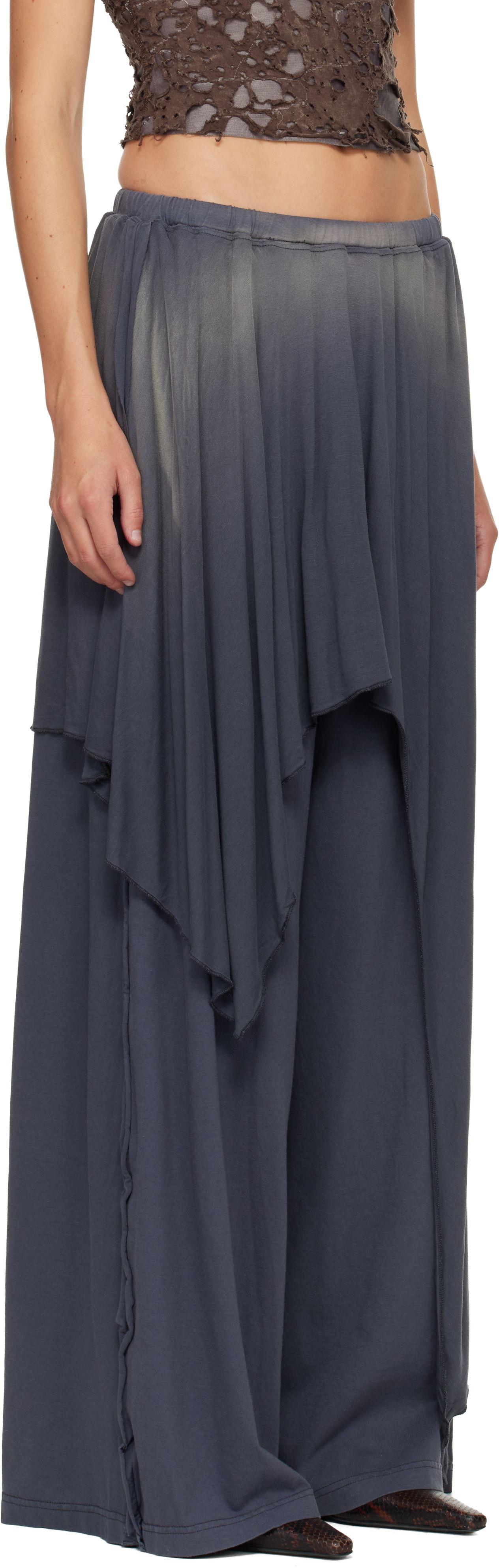 Housut Diesel P-Kirpalong Draped Wide-Leg Trousers Harmaa | A18545 0AGBA, 1