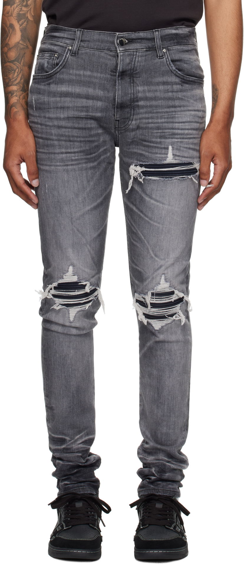 Jeans AMIRI AMIRI MX1 Jeans with Suede Patches Harmaa | AMDNSY1158