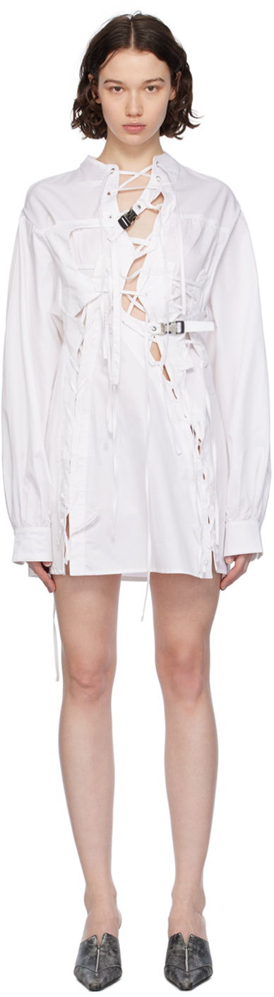 Mekko Ottolinger Ottolinger Lace-Up Mini Dress Valkoinen | 1100301
