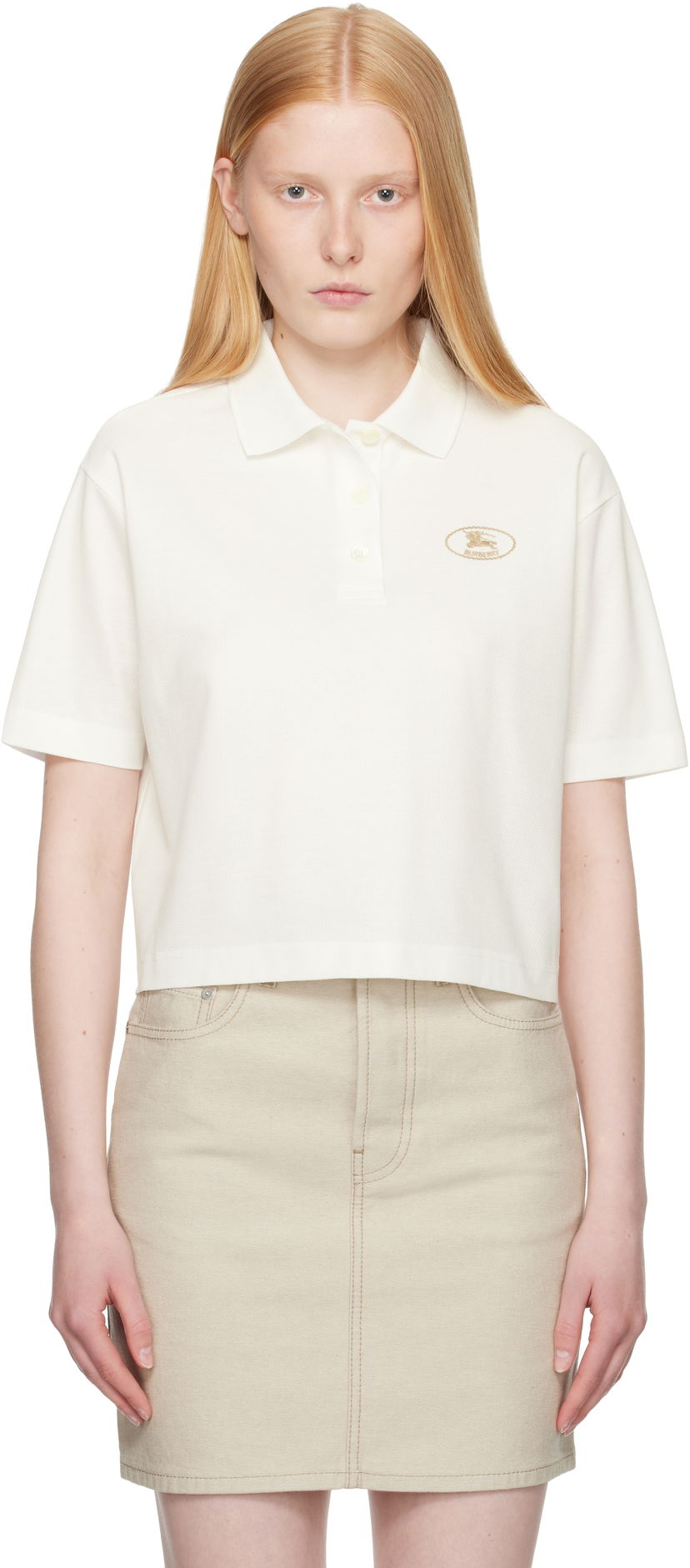 Poolopaita Burberry Burberry Cropped Cotton Polo Valkoinen | 8110085