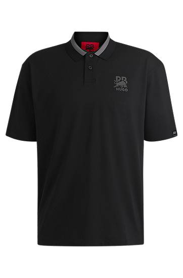 Poolopaita BOSS HUGO x RB Stretch-Cotton Polo Shirt Musta | 50542748