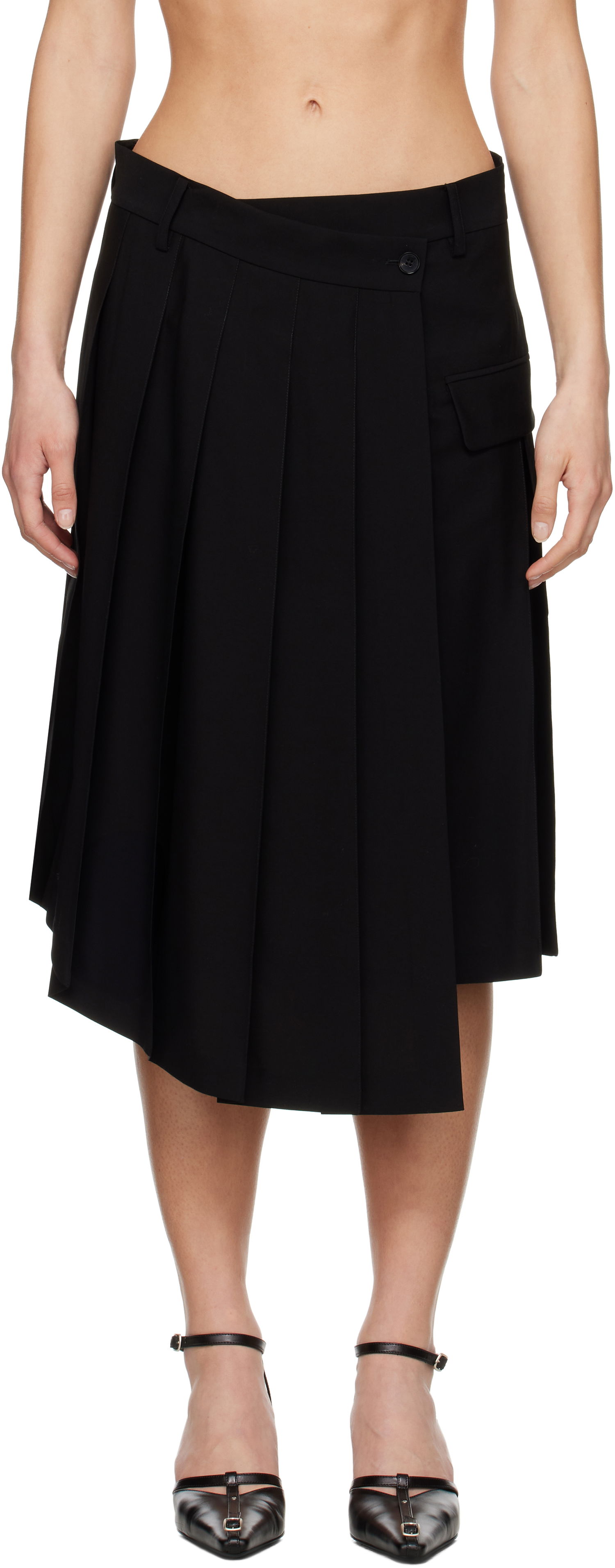 Hame Feng Chen Wang Feng Chen Wang Pleated Midi Skirt Musta | FUS19SK01B, 0