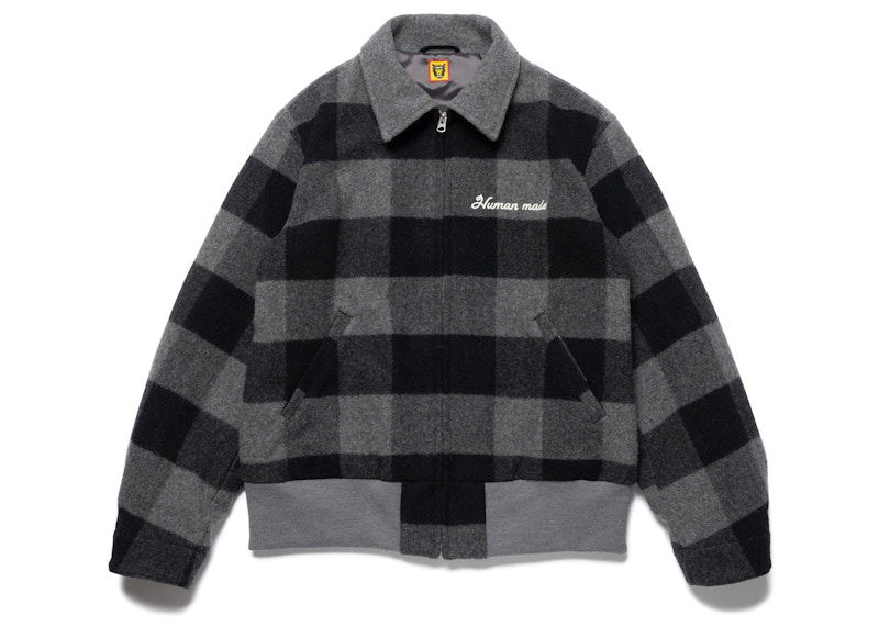 Bomber-takki Human Made Checked Wool-Blend Jacket Harmaa | HM24JK019