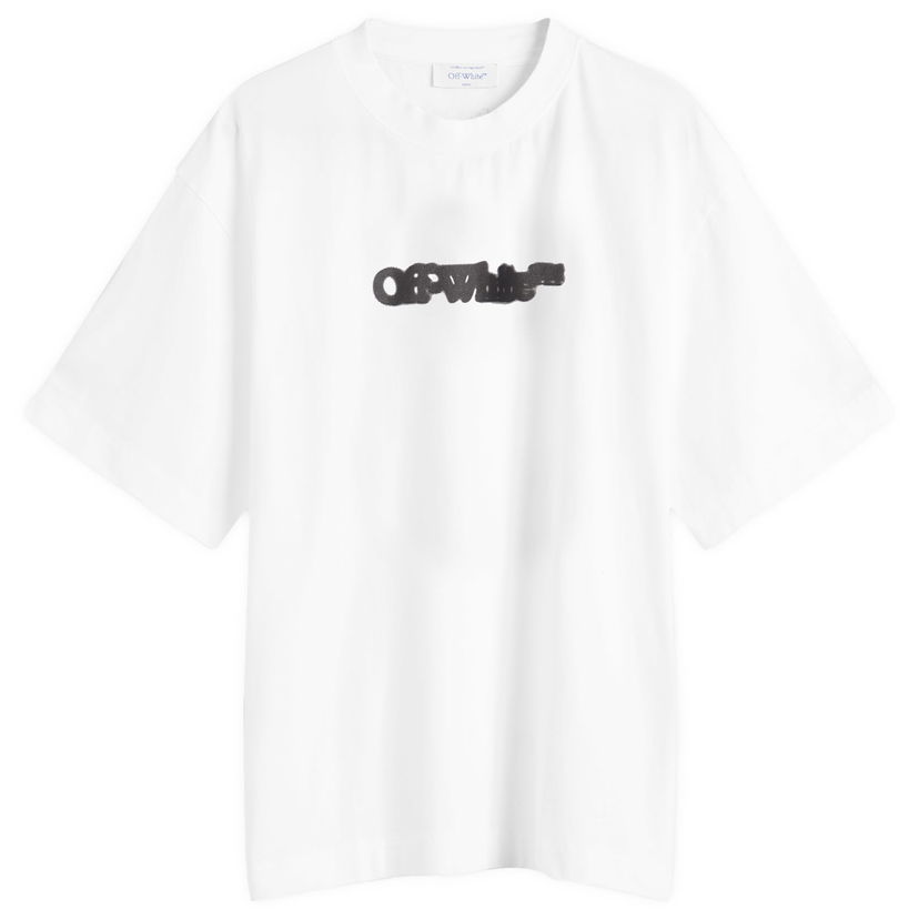 T-paita Off-White Slim Fit T-Shirt with Logo Print, Size Large Valkoinen | OMAA027S25JER00B0110