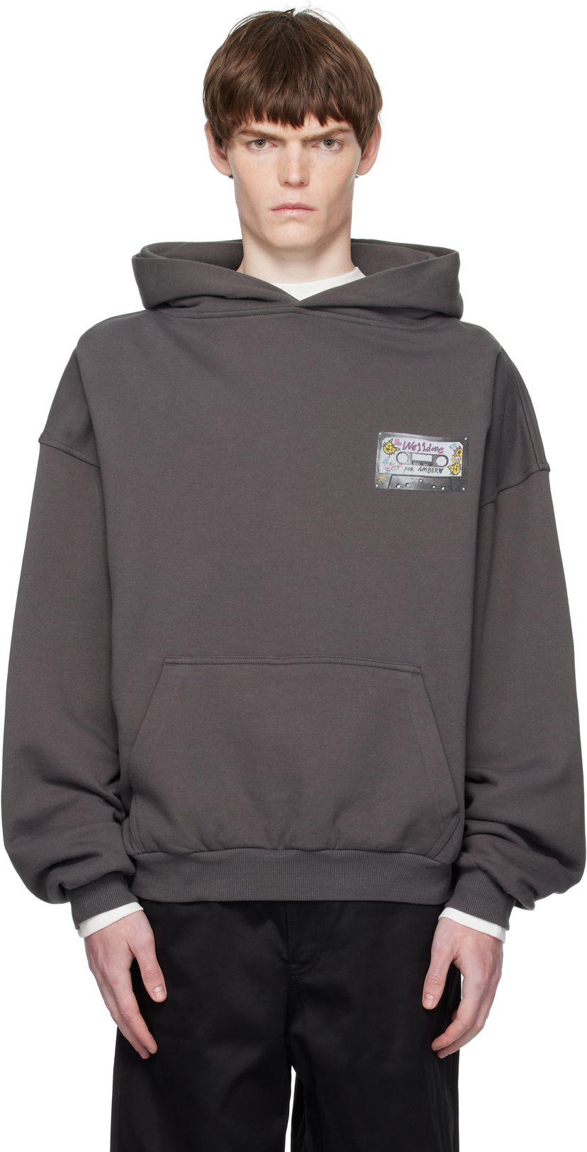 Huppari We11done We11done Cassette Tape Print Hoodie Harmaa | WD-TH2-25-834-U-CH