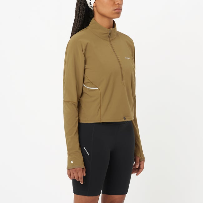 Crop top Salomon Sense Aero Hybrid Cropped Top Vihreä | LC2641500