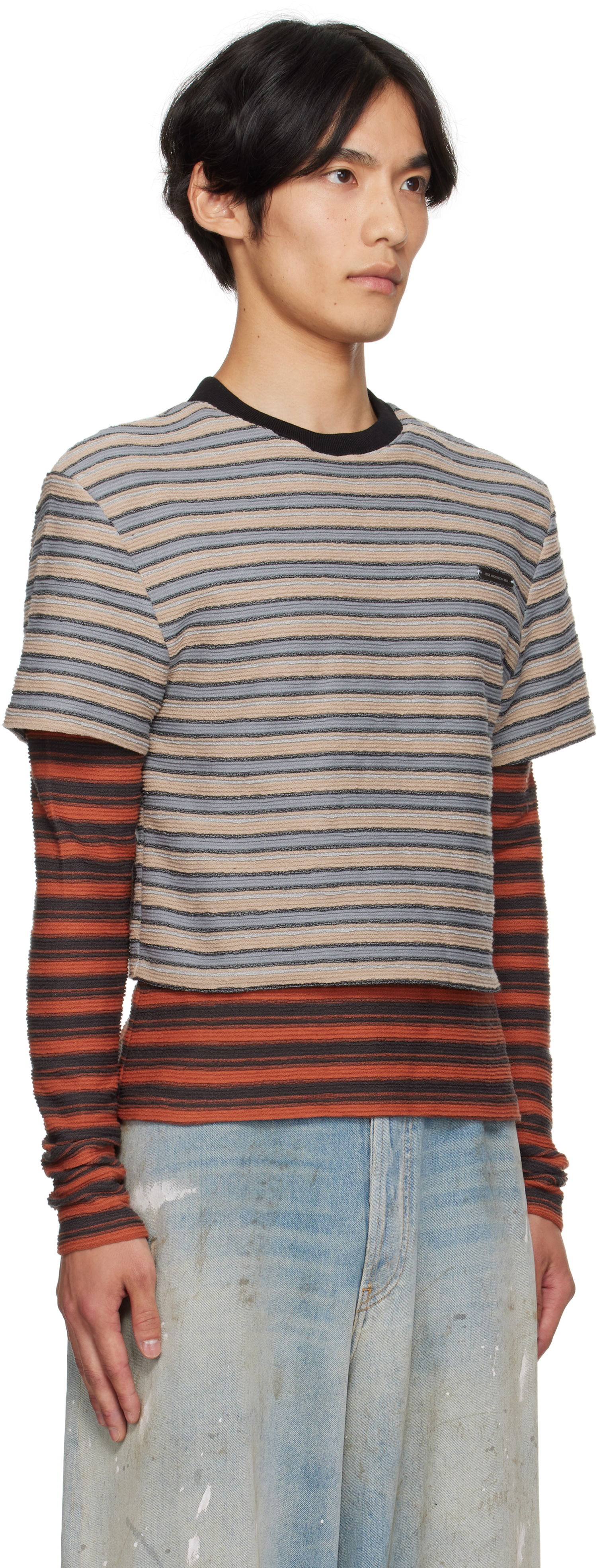 T-paita Andersson Bell Andersson Bell Striped Long Sleeve T-Shirt Beige | atb1335w, 1