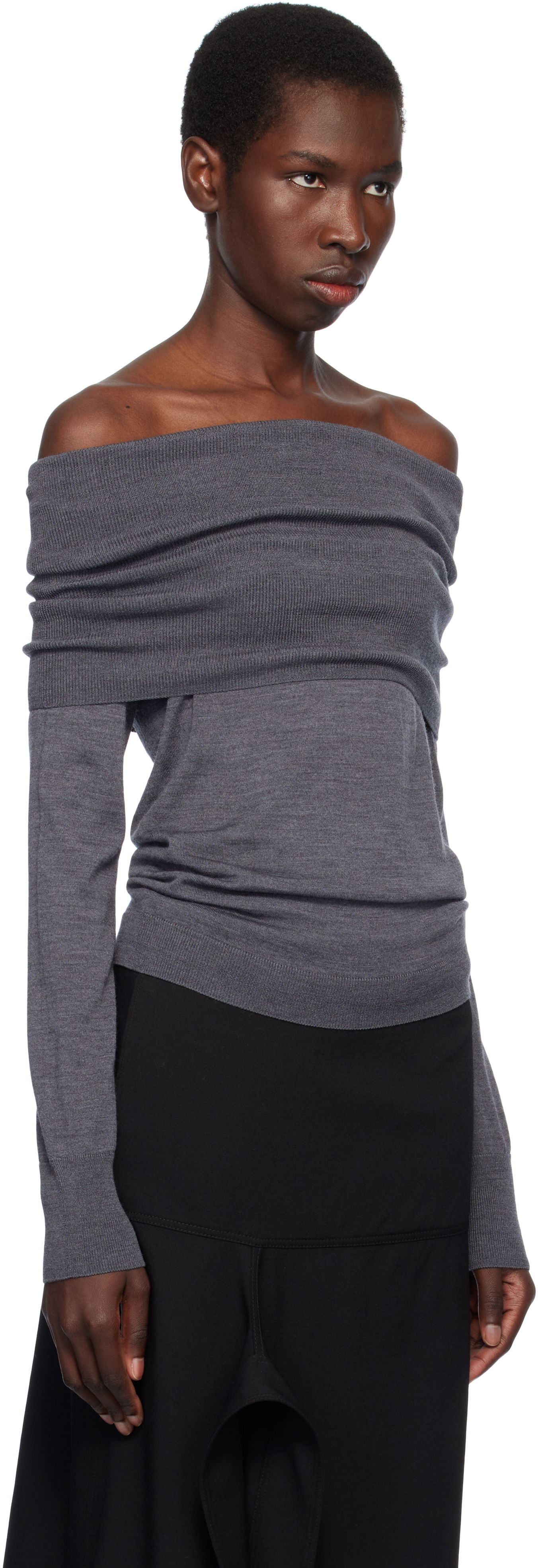 Villapaita Stella McCartney Stella McCartney Off-The-Shoulder Light Wool Sweater Harmaa | 6K10403S2598, 1