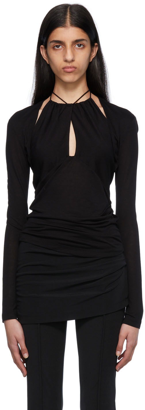 Tankkitoppi Helmut Lang Halter Longsleeve Top Musta | Ls Halter Top