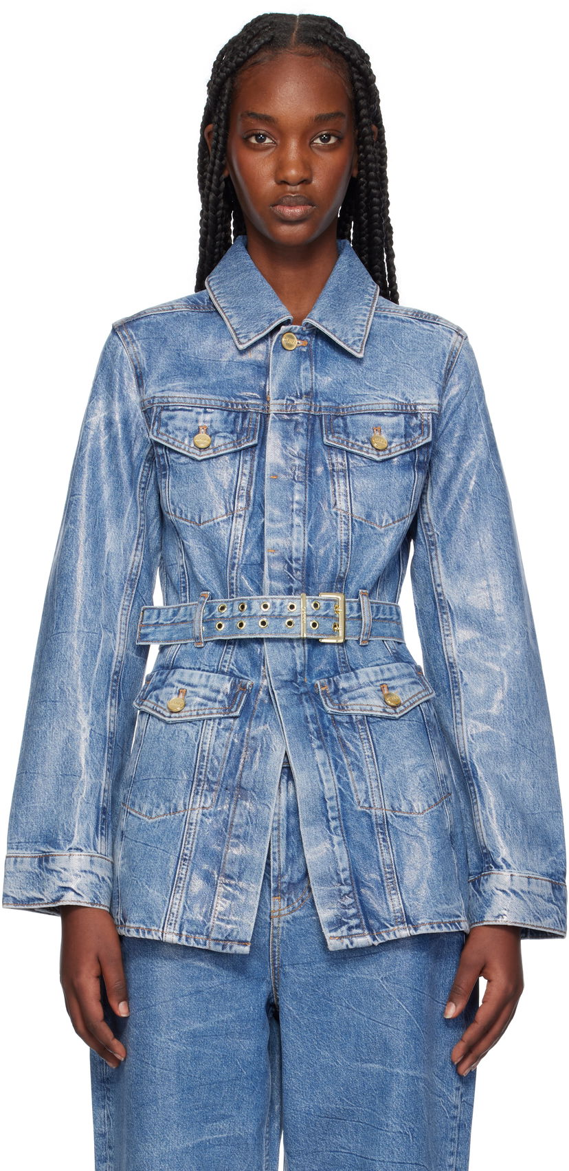 Takki GANNI Ganni Foil Denim Jacket Sininen | J1540