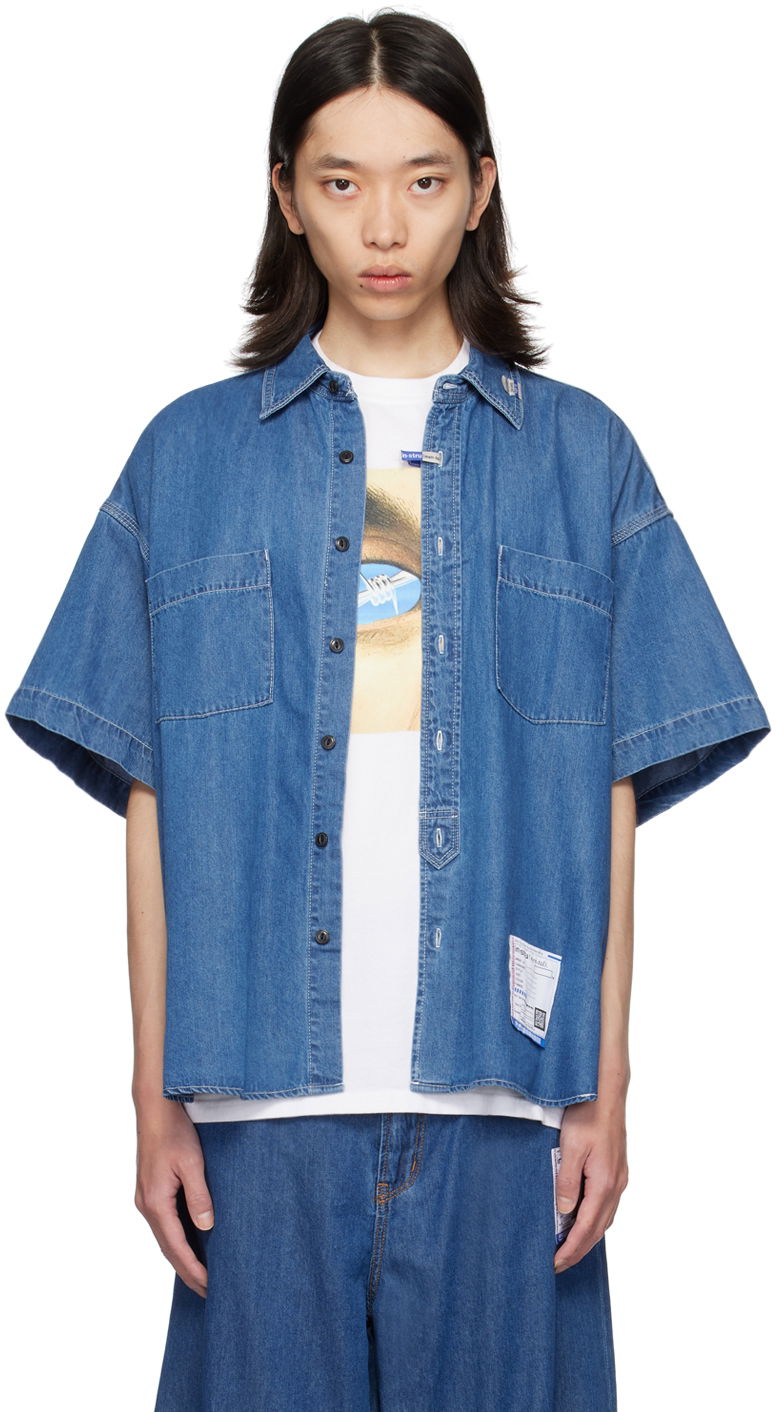 Paita Maison MIHARA YASUHIRO Maison MIHARA YASUHIRO Half-Sleeve Denim Shirt Sininen | I12SH003