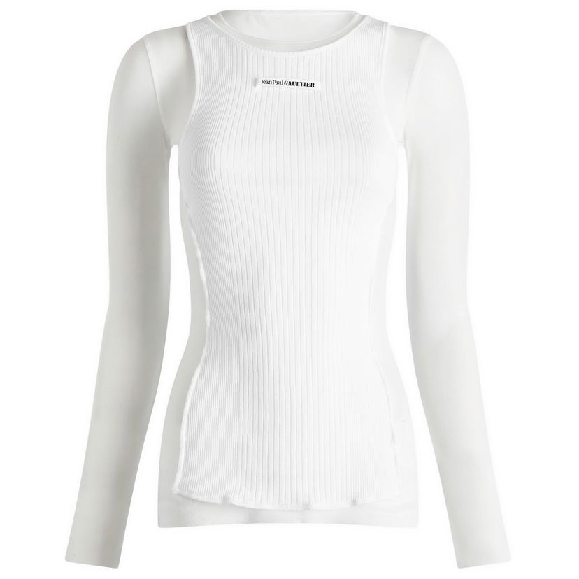 Tankkitoppi Jean Paul Gaultier Gaultier Logo Layered Vest Valkoinen | 2430FTO193BT0010101