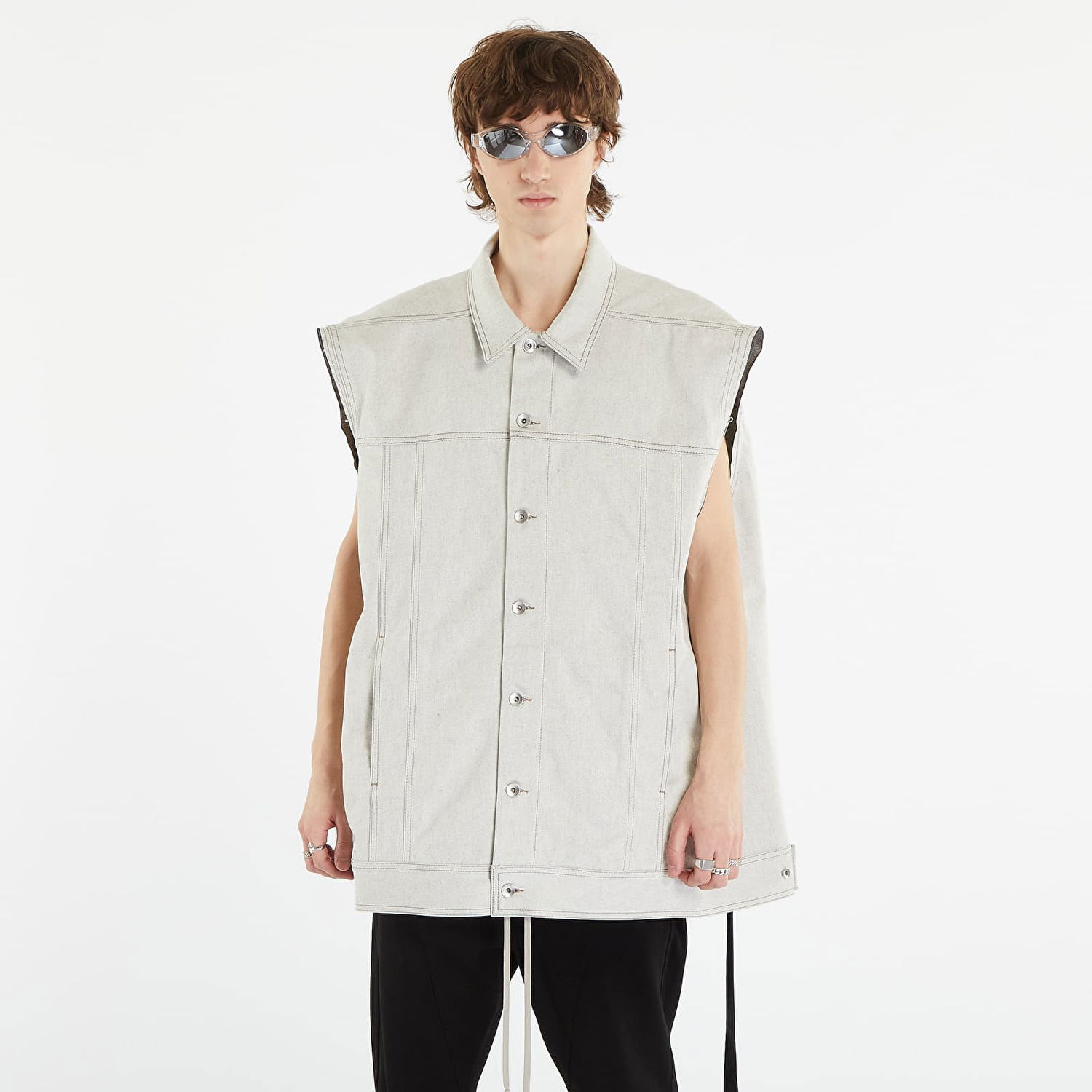 Liivi Rick Owens DRKSHDW Jumbo Worker Vest Valkoinen | DU01C6762 MMD 51, 0