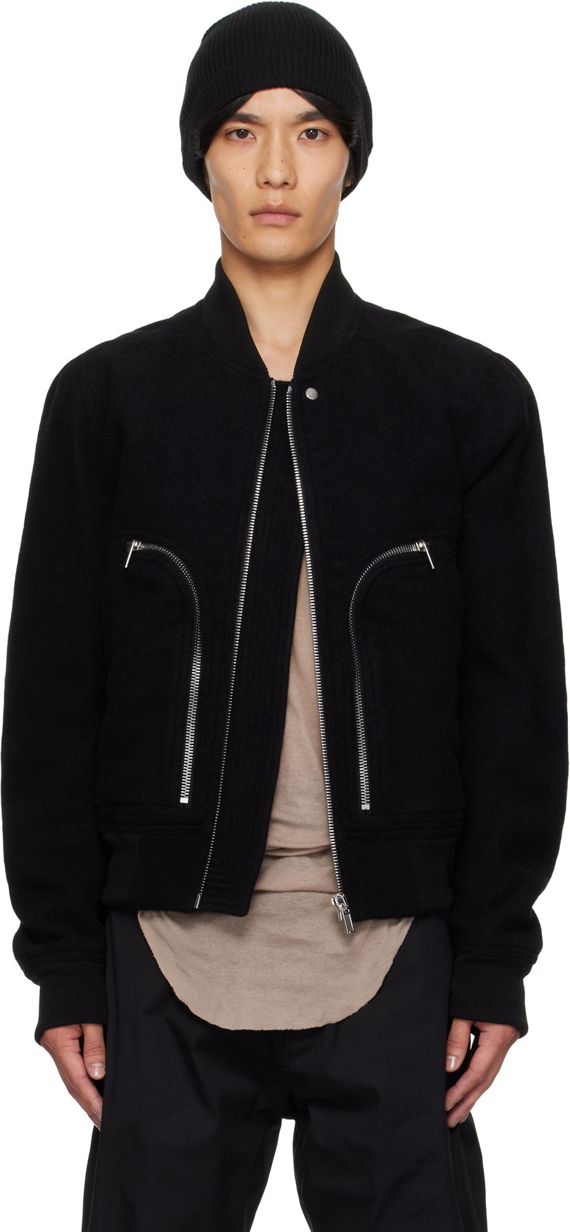 Bomber-takki Rick Owens Rick Owens Bauhaus Flight Jacket Musta | RU02E1749 WBD