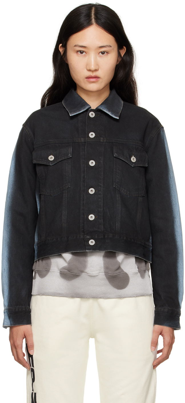 Takki HERON PRESTON Gradient Regular Denim Jacket Musta | HWYE011S23DEN0031040