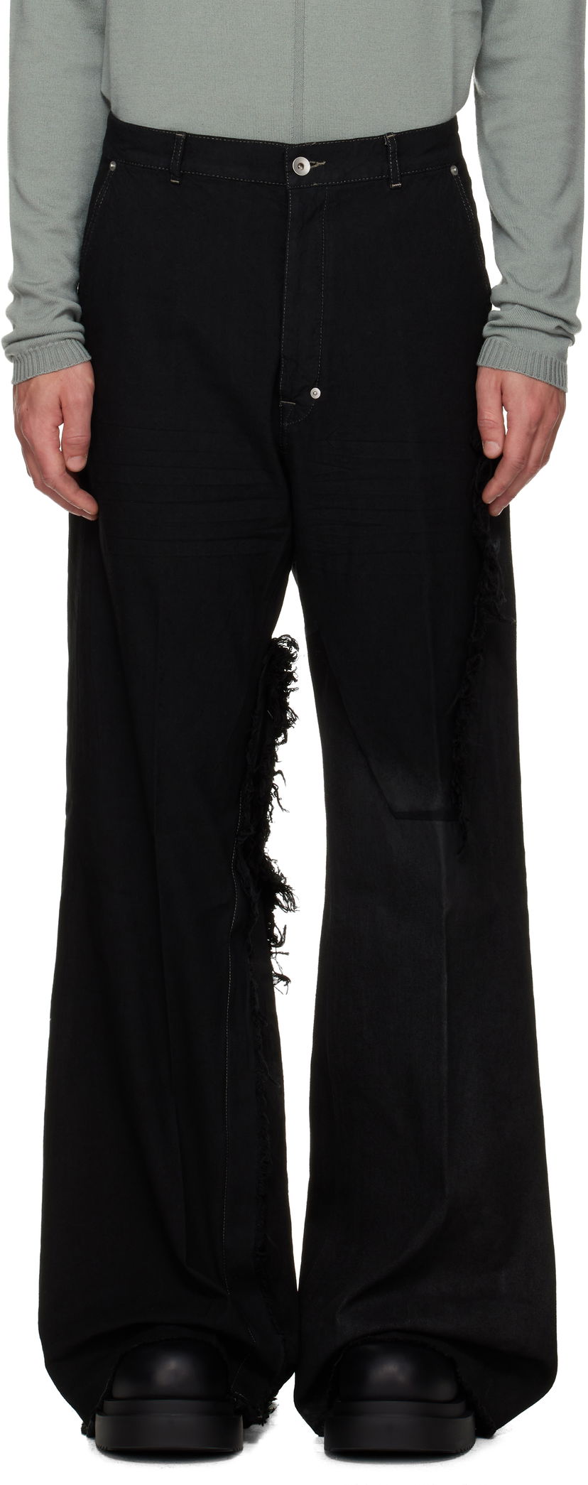 Jeans Rick Owens Concordians Joris Wide-Leg Distressed Jeans Musta | RR02E1308 BBCL