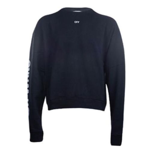Villapaita Off-White Printing Round Neck Sweatshirt Musta | OMBA035S19D250171088