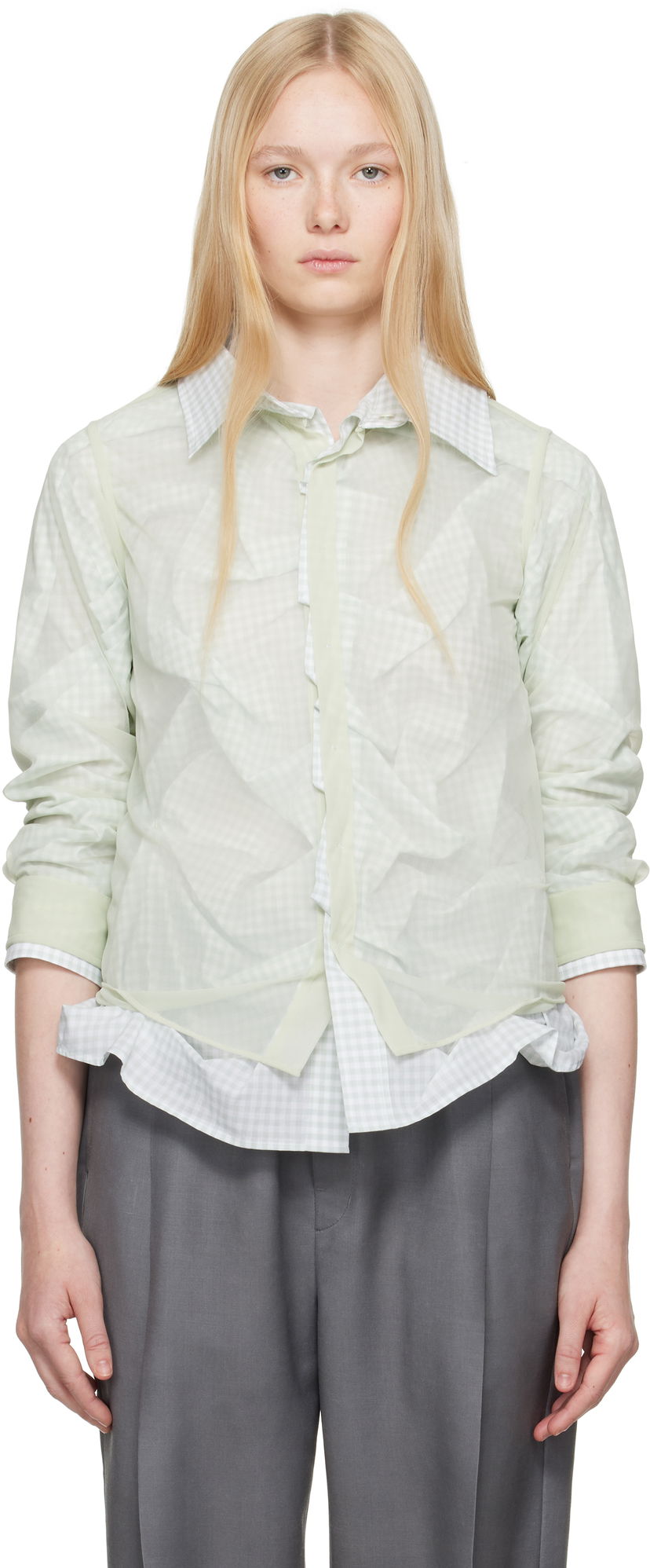 Paita Maison Margiela Maison Margiela Layered Gingham Shirt Vihreä | S51DT0016 MTJ024