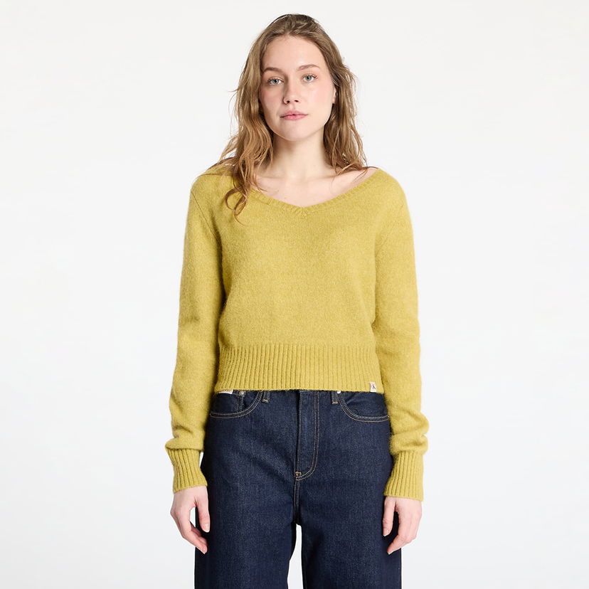 Villapaita CALVIN KLEIN Calvin Klein Jeans Women's Fluffy Yarn V-Neck Sweater Vihreä | J20J224801 LMD
