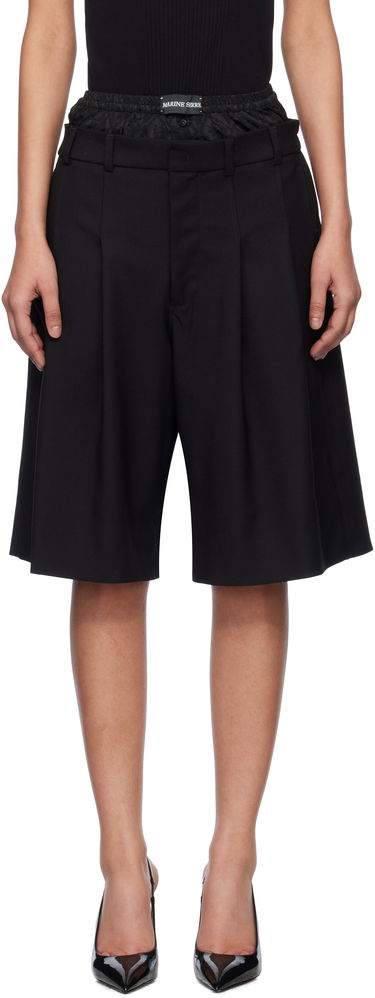 Shortsit Marine Serre Marine Serre Virgin Wool Twill Shorts Musta | MSH010A RWOV0001, 0