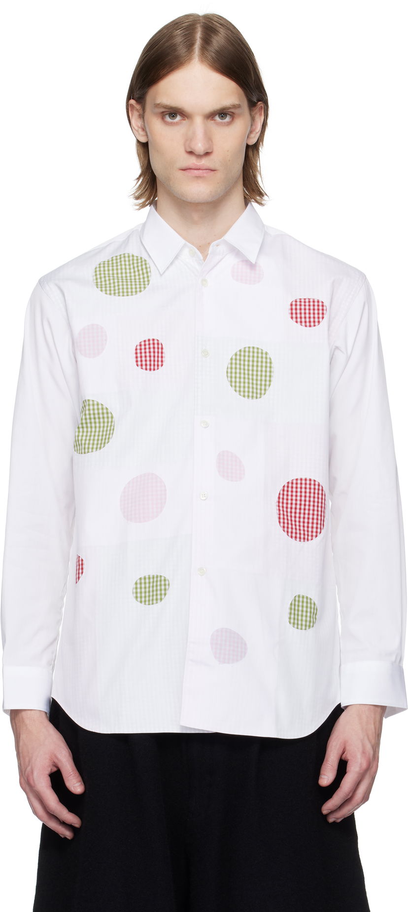 Paita Comme des Garçons Comme des Garçons Cotton Poplin Check Appliqué Shirt Valkoinen | FO-B007-051