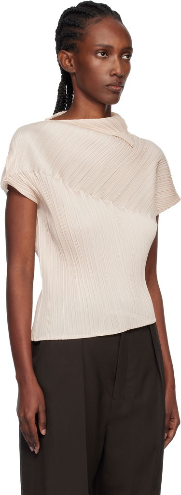 T-paitoja ja toppeja Pleats Please Issey Miyake Pleats Please Issey Miyake Pleated Asymmetric Leap Top Beige | PP58JK461, 1