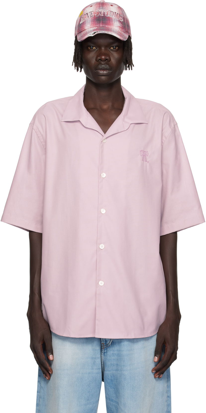 Paita Acne Studios Acne Studios Button-Up Camp Collar Shirt Vaaleanpunainen | BB0634-