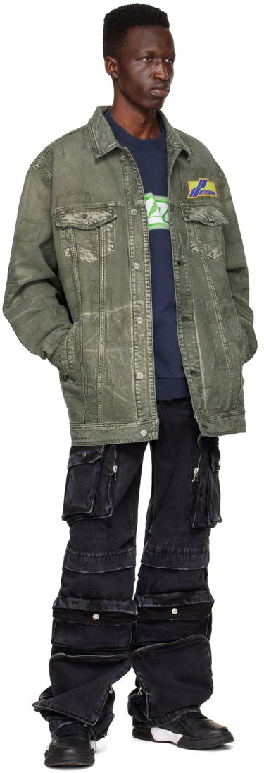Takki We11done We11done Jacquard Logo Denim Jacket Vihreä | WD-DJ1-22-366-U-KK, 3