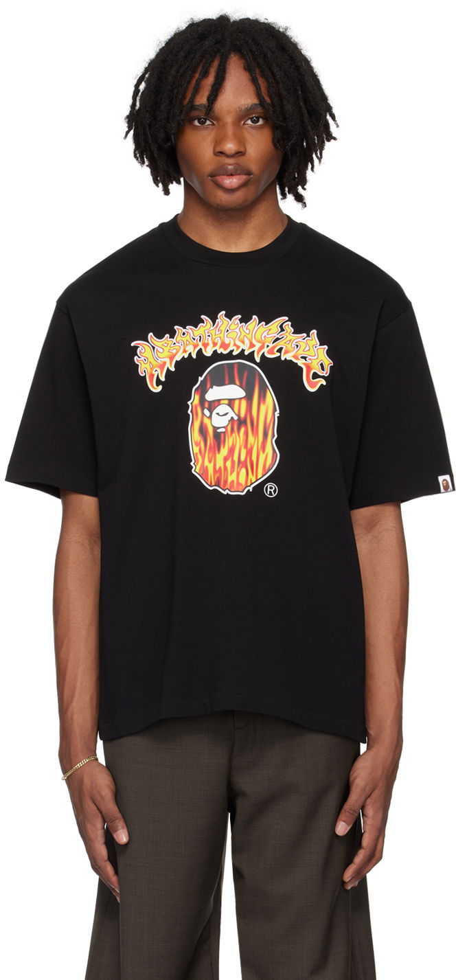 T-paita BAPE BAPE Black Mad Flame Ape Head T-Shirt Musta | 001TEK301320M