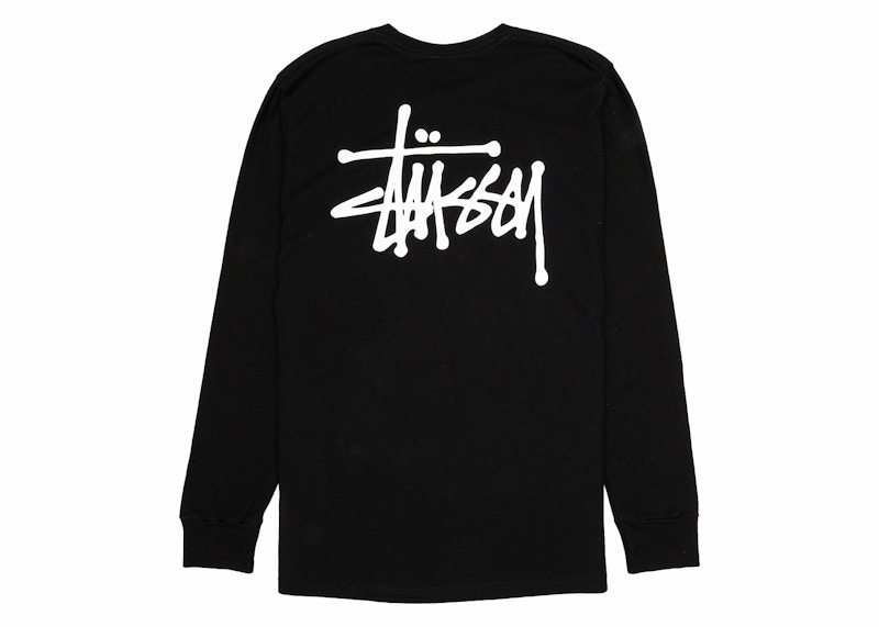 T-paita Stüssy Basic Pigment Dyed Long Sleeve T-Shirt Musta | 1995001-0001