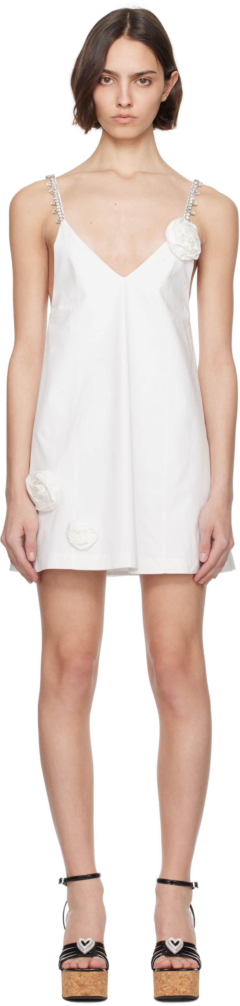 Mekko Area AREA Crystal Rosette Poplin Mini Dress Valkoinen | SS25AWDR0166FA01