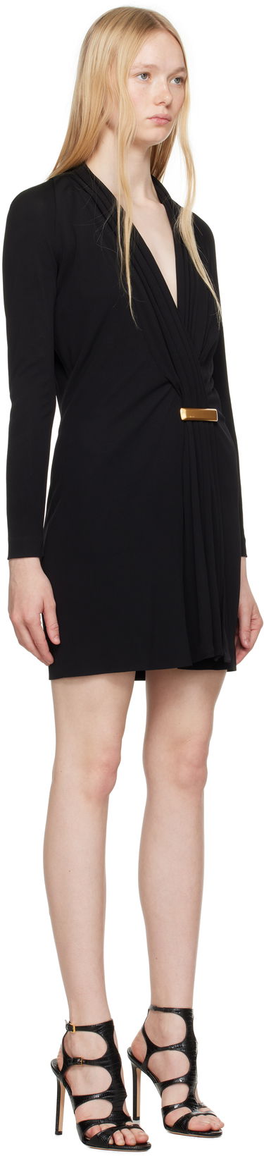 Mekko Tom Ford TOM FORD V-Neck Long Sleeve Cocktail Minidress Musta | ABJ835-JEX131, 1