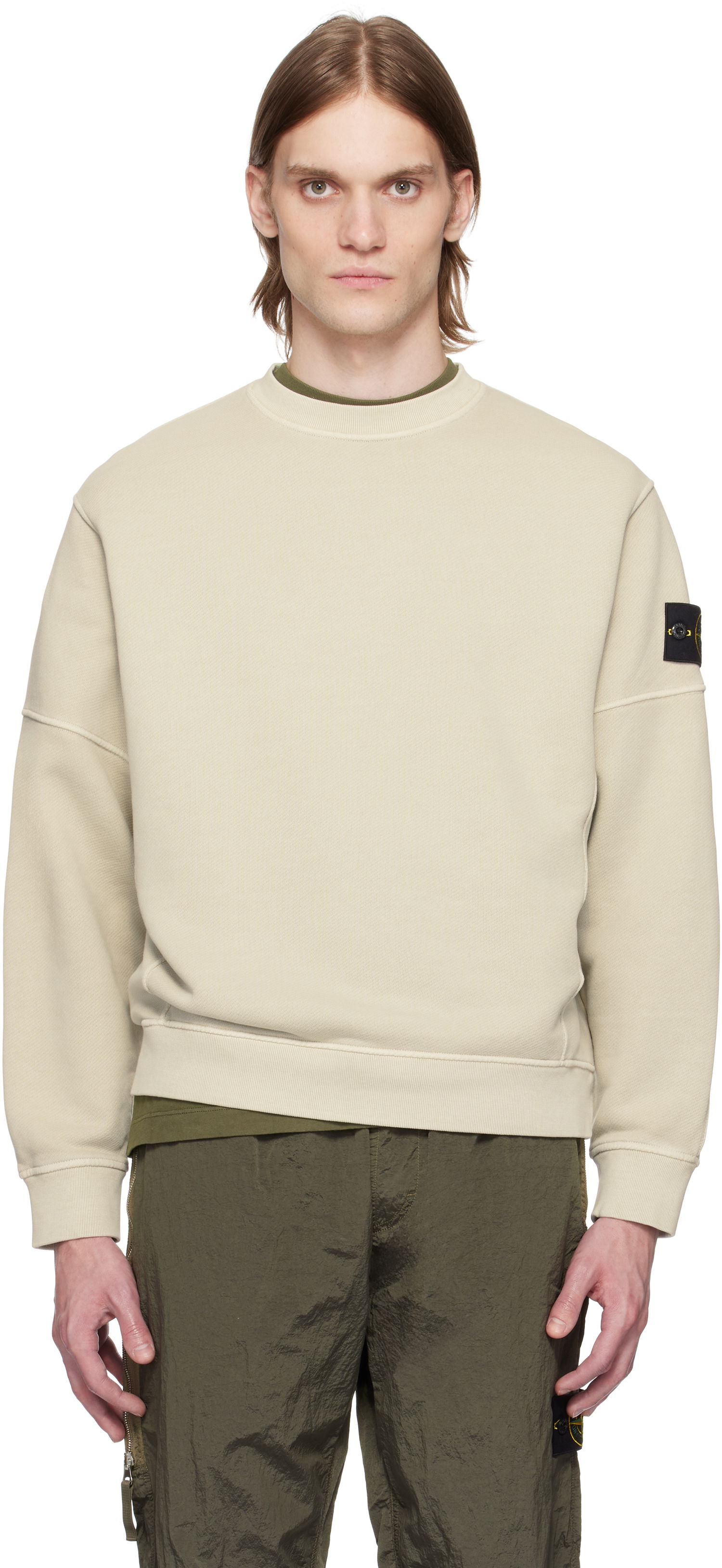 Villapaita Stone Island Stone Island Diagonal Fleece Old Effect Sweatshirt Beige | K1S15 6100032 S0045, 0