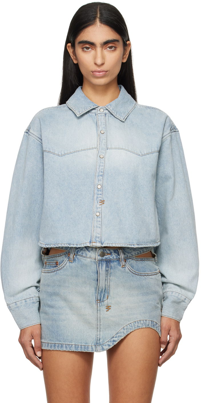 Paita Ksubi Crop Long Sleeve Shirt Sininen | WEX24SH003