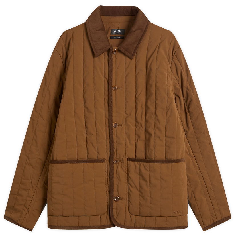 Takki A.P.C. Men's Leone Technical Canvas Quilted Jacket, Size Small Ruskea | PAAGA-M32007-CAA