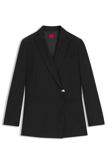 Takki BOSS Regular-fit waisted blazer with wrap front Musta | 50547195, 0