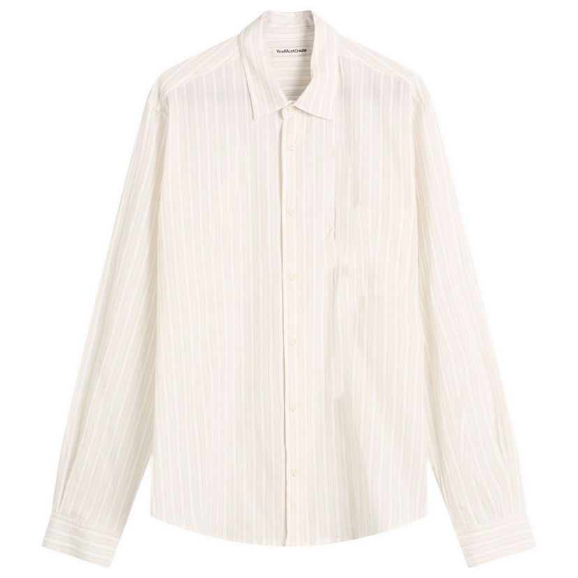 Paita YMC YMC Curtis Striped Shirt, Size Small Beige | P2ZAI-10