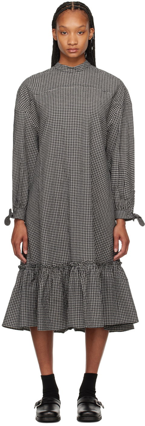 Mekko YMC YMC Rushmore Gingham Midi Dress Musta | Q1WAI