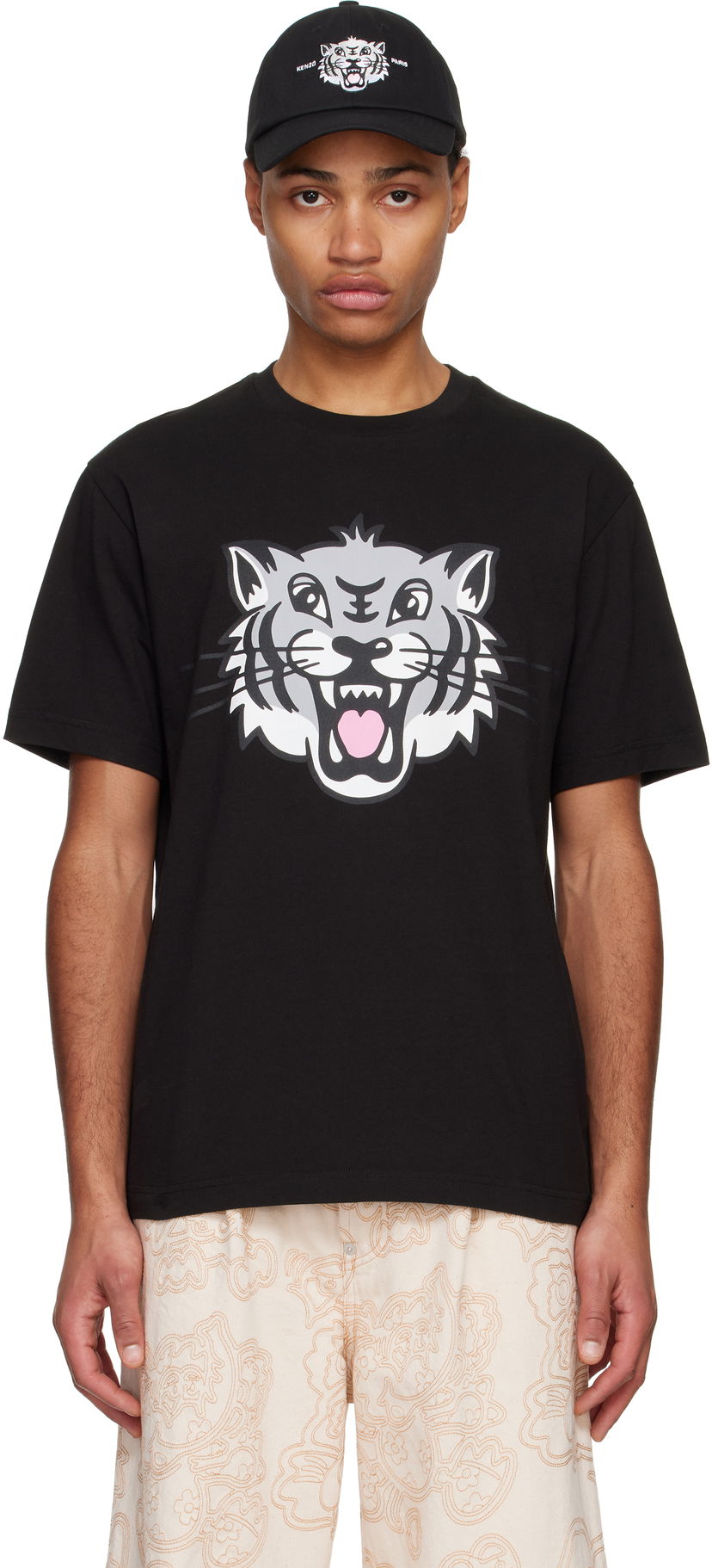 T-paita KENZO Happy Tiger Graphic T-Shirt Musta | FF55TS5334SG