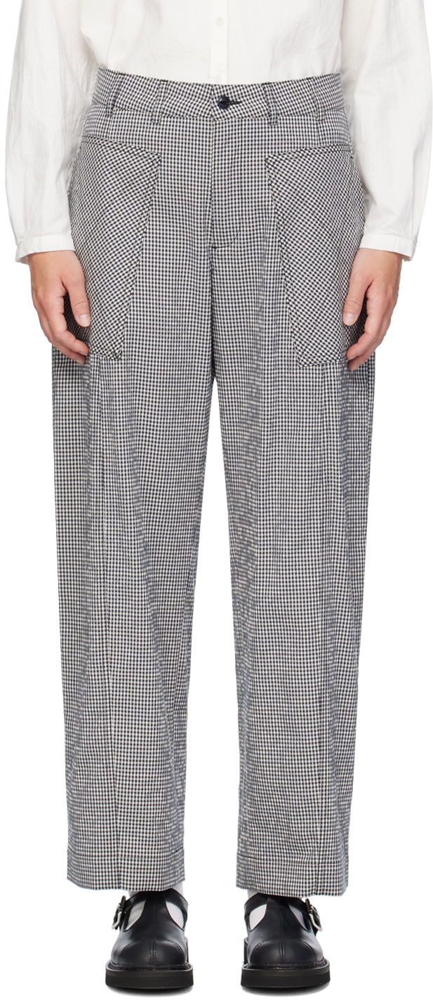 Housut YMC YMC Peggy Gingham Check Trousers Sininen | Q4WMI, 0