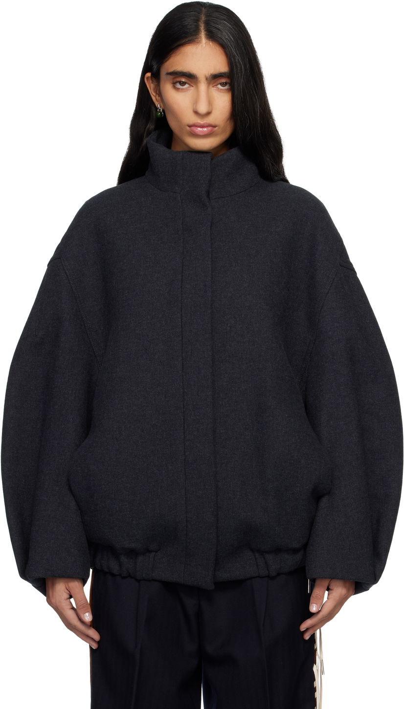 Takki Dries Van Noten Cotton Oversized Stand-Collar Jacket Harmaa | 252-010500-2118