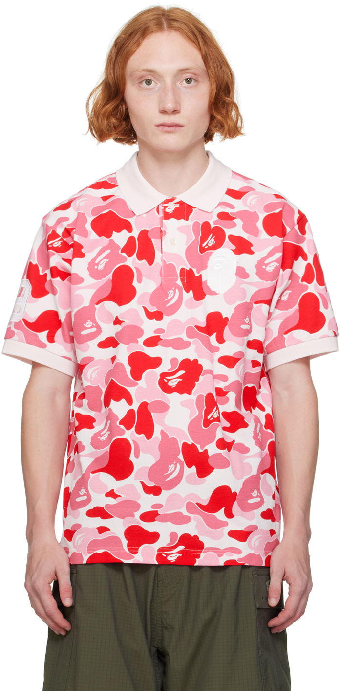 Poolopaita BAPE Polo With Print Vaaleanpunainen | 001POK301002M