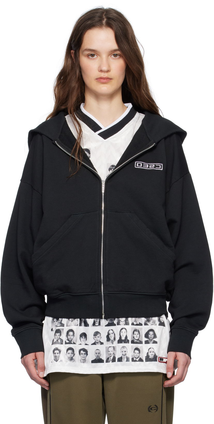 Huppari 032C Routine Zip Hoodie Musta | S25-URC-0841-050-W