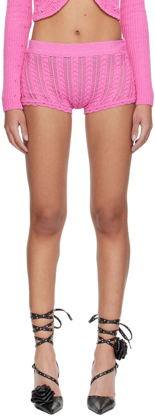 Shortsit Blumarine Scalloped Knit Shorts Vaaleanpunainen | P422P112A