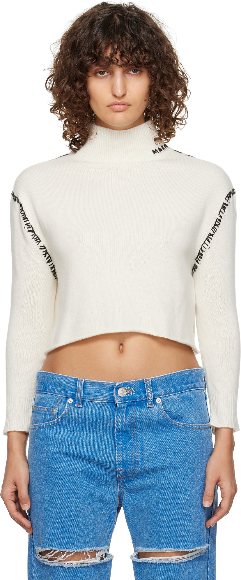 Villapaita Marni Wool Cashmere Wrap Sweater Valkoinen | DVMD0174Q1 UFZ373