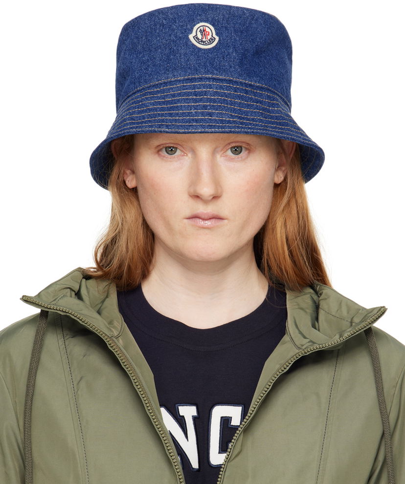 Hattu Moncler Patch Denim Bucket Hat Sininen | J10933B00029M4206