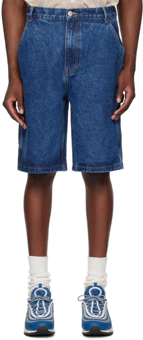 Shortsit BBC IceCream ICECREAM Embroidered-Logo Denim Shorts Sininen | IC24254