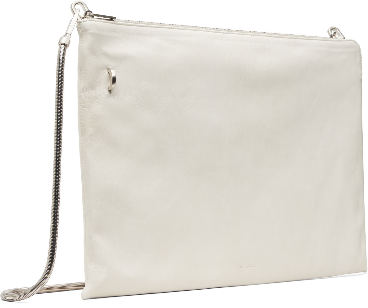Olkalaukku Rick Owens Concordians Leather Pouch with Silver-tone Chain Strap Valkoinen | RR02E1417 LBHH, 1
