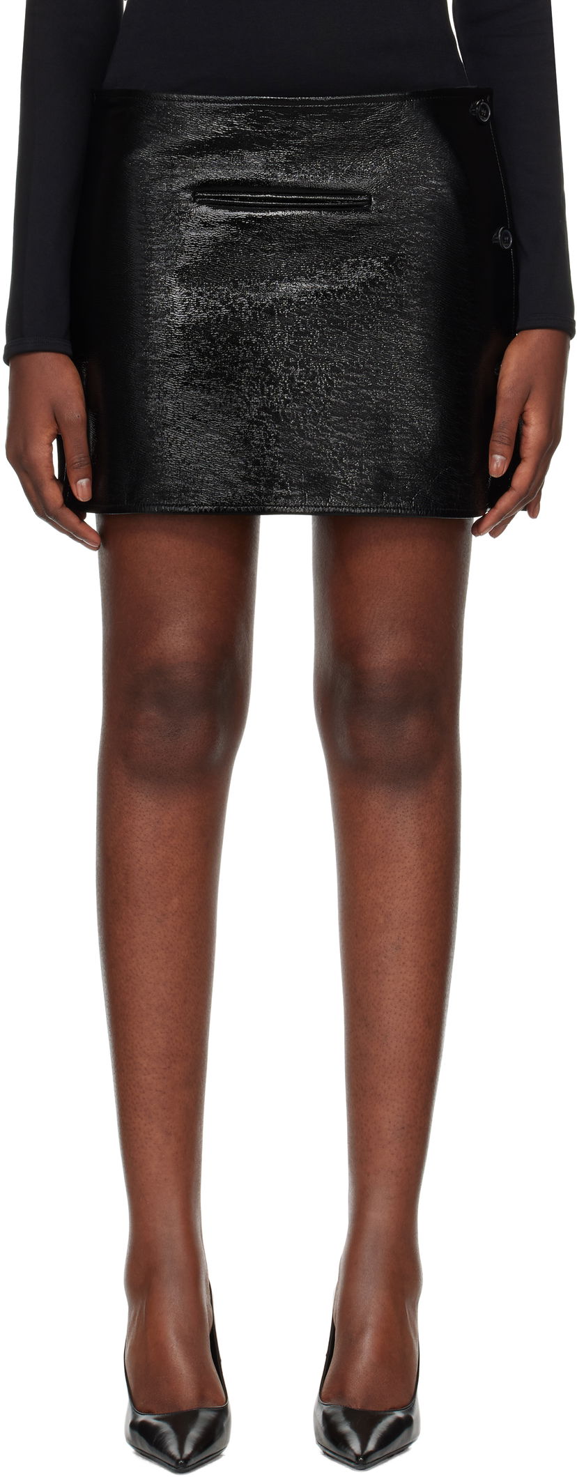 Hame Courrèges Vinyl Asymmetrical Miniskirt Musta | 424CJU204VY0014
