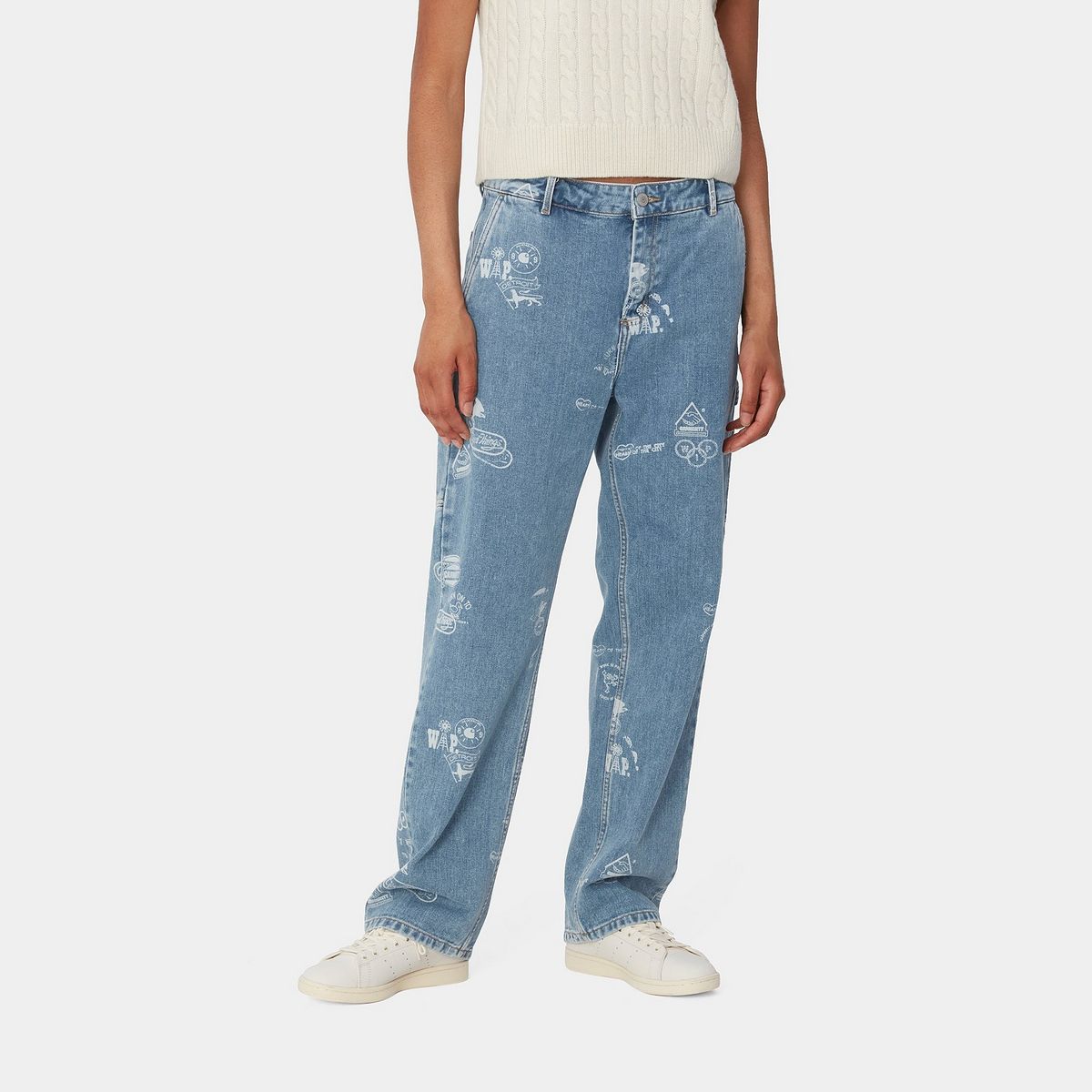 Jeans Carhartt WIP Stamp Print Bleached Denim Pants Sininen | I033742_9, 0